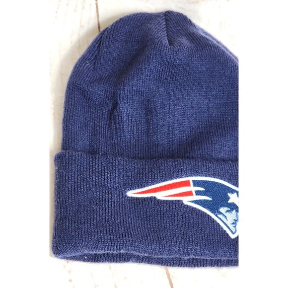Navy Blue New England Patriots Embroidered Graphic Warm Scully Football Hat - Picture 9 of 11